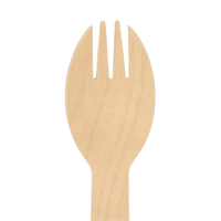 Vente en gros de fourchettes-cuillères en bois jetables, ustensiles de restauration en bambou robustes, vaisselle organique résistante pour restaurant, plats à emporter, pique-nique