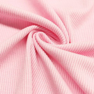 Tissu en tricot côtelé 2x2 en viscose et élasthanne 30S, 92,2 % rayonne, 7,8 % élasthanne, textile extensible rose pour vêtements - Product Image 5