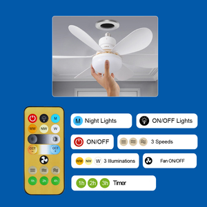 Ổ Cắm Không Khí Không Dây Quạt Trần Với Điều Khiển Từ Xa 2000 Lumens 3 Tốc Độ Quạt 3 Ánh Sáng Cài Đặt Cho Khách Ăn Uống Không Gian Làm Việc - Product Image 5