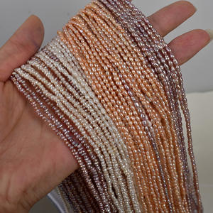 Nouvelles perles de millet en perles d'eau douce naturelles faites à la main de 2 à 2,5 mm, couleur blanche, matériau de bricolage, forme de riz, produit semi-fini, vente en gros - Product Image 2