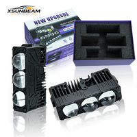 Projecteur LED 3 Yeux pour Calandre 6500K Haute Luminosité, Phare Auxiliaire Universel pour Voiture, Lumière de Calandre à Trois Yeux, Accessoires Auto