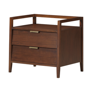 Table de chevet en bois avec 2 tiroirs, table de nuit moderne du milieu du siècle pour chambre à coucher, appartement, rangement de meubles de maison - Product Image 5