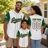 Maillot de baseball personnalisé brodé avec motif oiseau et drapeau nationaux de la Guyane, conception OEM POD, nom et numéro d'équipe personnalisés, haut pour homme