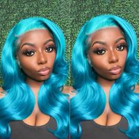 Wig Rambut Asli Msgem Biru Tua Lace Front 13x6 Body Wave, Wig Lace Front Berwarna Tanpa Lem Pre Plucked Densitas 250%
