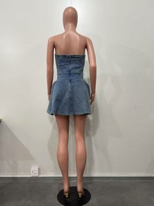 Nuovi Arrivi: Abito Corto Estivo da Donna, Sexy Mini Abito Elasticizzato Senza Maniche, Vestito in Denim a Tubo - Product Image 6