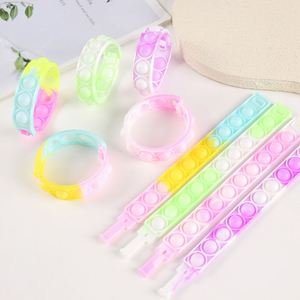Custom Fidget Toy - Bubble-<b>Popping</b> Silicone Stress-Relief Wristband, Rainbow Color Pressure-Relief <b>Bracelet</b> - Product Image 4