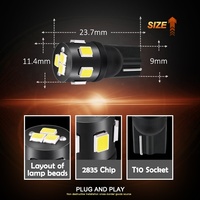 Ampoules LED T10 W5W 2835SMD 9 puces 194 pour feux de positionnement, feux latéraux, feux de porte de voiture, feux d'instrumentation et feux avant DC12V