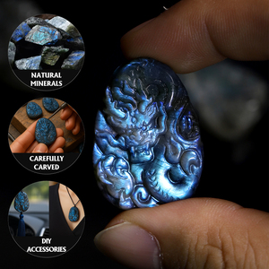 Estatuilla de cristal de labradorita tallada a mano talla de piedra Flash Natural para curación y exhibición de Feng Shui - Product Image 5