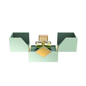 Thiết kế sang trọng màu xanh cao bóng sơn mài Dubai Nước hoa bao bì bằng gỗ đôi cửa Nước Hoa Quà Tặng hộp hiển thị với Saber giấy chứng nhận - Product Image 1