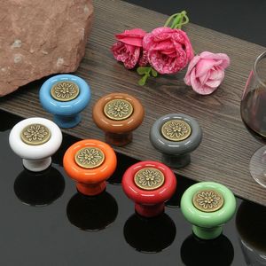 컬러풀 세라믹 손잡이 원형 문 캐비닛 서랍 손잡이 도자기 가구 - Product Image 2
