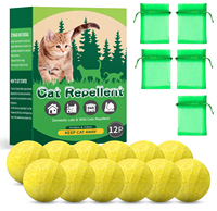 12 paquets de boules répulsives pour chats à base de plantes naturelles, formule solide, sûre pour l'intérieur et l'extérieur, répulsif à base de plantes, sachets
