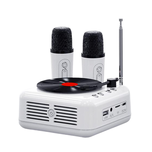 Vintage Style Bluetooth Speaker with CD Player Wireless Retro Phonograph Record Player Portable Ripple Design Music Box
