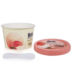 Popular en Oferta <span class=keywords><strong>2021</strong></span>: Envase de Papel para Alimentos con Logotipo Personalizado, Ecológico, de 6oz, 8oz, 12oz, para Gelato, con Tapa y Cuchara - Product Image 1