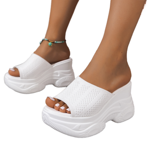 Sandalias de Plataforma para Mujer, Verano 2025, Estilo Casual, Exterior, con Parte Superior de PU, Punta Redonda, Suela de Goma, Modernas, Simples y Cómodas - Product Image 1