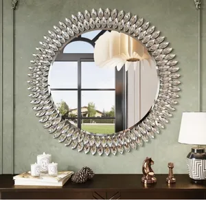 最新款钻石镜32英寸现代墙镜客厅入口豪华圆形装饰镜