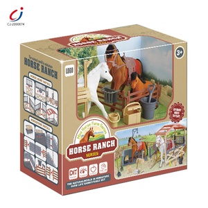 Chengji 동물 농장 장난감 집 말 안정적인 시뮬레이션 몰려 장면 안정적인 현실적인 말 아이 말 농장 장난감 세트 - Product Image 5