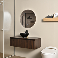 Meuble-lavabo mural moderne avec miroir inclus en MDF