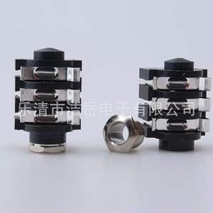 Conector de Teléfono de 6.35mm para Montaje en Panel, Conector de Audio y Video de 6 Pines, Negro - Product Image 2