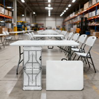 Table de banquet pliable en deux de 180 cm en polyéthylène haute densité moulé par soufflage pour centre de conférences, rangement facile