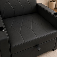 Moderner Verstellbarer Konvertierbarer Sessel 3-in-1 Schlafsofa für Wohnzimmer mit Ausziehfunktion USB Typ-C Ladeanschlüsse Getränkehalter