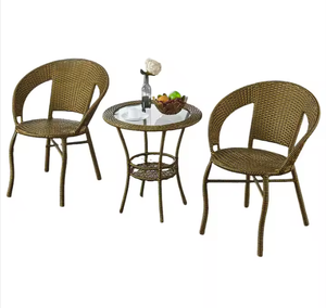 Juego de 1 mesa y 2 sillas de mimbre para jardín al aire libre a la venta - Product Image 5