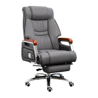Chaise de bureau moderne minimaliste en cuir véritable, avec fonction massage et base en acier inclinable, confortable pour les longues heures de travail sur ordinateur à domicile