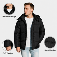 Expédition rapide, stock disponible, veste d'hiver décontractée à capuche pour homme, veste matelassée en coton, coupe-vent, pour un usage quotidien en extérieur, fermeture éclair