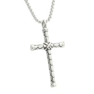 Stainless Steel <b>Cross</b> Pendant Snake Skin Texture Geometric Design Men's Necklace Gift 280298 - Product Image 5
