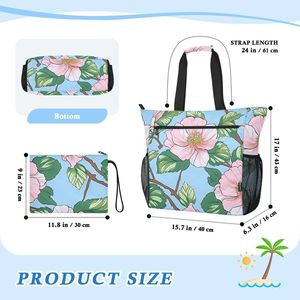 Bolso Tote para Mujer con Estampado Floral y Cierre de Cremallera, Diseño Moderno, para Todas las Temporadas - Product Image 5