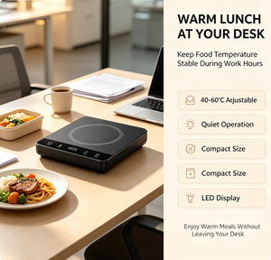 Plato Calentador de Alimentos <span class=keywords><strong>El</strong></span>éctrico Inalámbrico de 8800 mAh, 45 mm de Grosor, Temperatura Ajustable, Panel Táctil LED, Bandeja Calefactora Portátil con Apagado Automático - Product Image 2