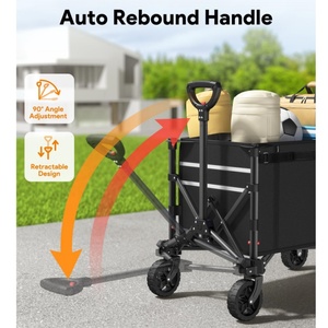 Inklapbare vouwwagen 3-in-1 omvormbare bank 220 lbs draagvermogen 120L boodschappenkar wielen strand camping opbergbaar - Product Image 4