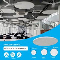 Panel Langit-langit Akustik Cloud yang Dioptimalkan, Pabrik Akustik Ruangan, Stok Besar, Wol Serat Kaca Berlapis, Langit-langit Akustik Cloud