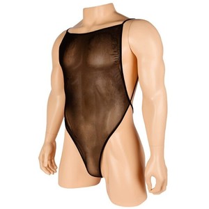 Body de malla transparente para hombre, negro, con entrepierna abierta, tanga, ropa exótica para baile y espectáculos - Product Image 2