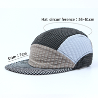 Casquette de camping rétro à 5 panneaux en tissu froissé, à carreaux et rayures, avec logo personnalisé, patchwork, vente en gros