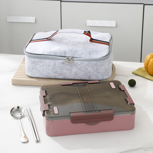 Premium pink stainless steel bento box set with lunch bag and cutlery