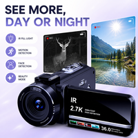 Mini HD Kamera 2.7K 36MP Dijital Zoom CMOS Sensör WiFi Gece Görüşlü MicroSD 3.0" Ekranlı Profesyonel Dijital Kamera