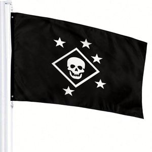 Vibrant Colors and UV Fade Resistance White and Black Marine Raiders <b>Flag</b> for Outdoor Indoor Decoration - Product Image 2