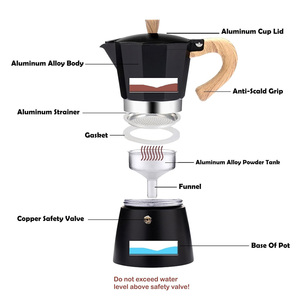 Cafetera Italiana Clásica <span class=keywords><strong>de</strong></span> Aluminio para 6 Tazas, 10 Onzas, 300 ml, Cafetera Espresso <span class=keywords><strong>Greca</strong></span> para Estufa - Product Image 3
