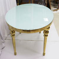 Ensemble de table et de chaises de banquet de mariage en verre transparent rond en acier inoxydable de luxe pour hôtel et événements