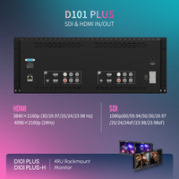 Monitor de Video FEELWORLD D101 PLUS para Montaje en Rack, Doble Pantalla de 10.1 Pulgadas, 4RU, 4K HDMI SDI, 1920x1200 IPS, Logotipo Personalizado OEM, Venta al Por Mayor de Fábrica