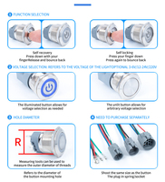 Interrupteur 8Mm/10Mm/12Mm/16Mm/19Mm/22Mm/25Mm/28Mm/30Mm bouton poussoir en métal avec connecteur Led bouton poussoir lumière