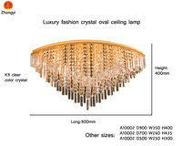 Plafonnier de luxe en cristal K9 doré, base en fer, montage en surface, ampoule LED 3000K blanc chaud, garantie 2 ans pour la maison et le bureau