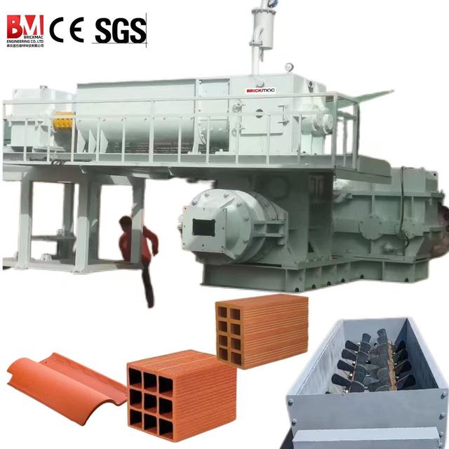 Brick Plant Equipment Production Line Interlocking Hollow Blocks Molding Fired Clay Roof Tiles Making Machine with Mixer Njbm