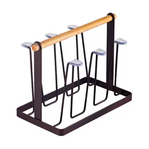 Soporte de Metal de madera para secado de tazas, organizador de tazas para cocina y oficina