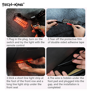 TECH-KING Decoración para Autos Eléctricos, Luces LED Interiores Impermeables de 8 Colores, Tira de Luz RGB 5050, Luces de Ambiente, Lámpara para el Reposapiés - Product Image 5