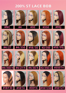 Perruque africaine courte et lisse, style bob, en <span class=keywords><strong>cheveux</strong></span> humains 1B/350, entièrement tissée à la main - Product Image 4