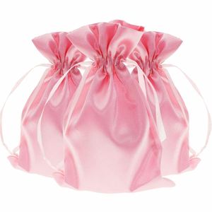 Sacs cadeaux en satin or rose 6" x 9" en gros pour mariage, baby shower, Noël, sacs en soie à cordon avec logo personnalisé - Product Image 6