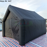 Tente commerciale, tente gonflable de cabine de DJ de couleur noire, cabine gonflable pour les soirées nocturnes et les activités éducatives scolaires