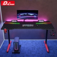 Bureau de jeu RGB en gros avec porte-gobelet et crochet pour casque, 2 tailles
