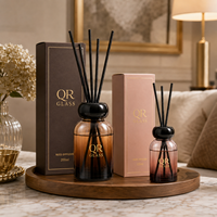Diffuseur de parfum en verre rond de luxe avec logo personnalisé, 120 ml, flacon transparent pour la décoration de la maison, aromathérapie, diffuseur d'huiles essentielles